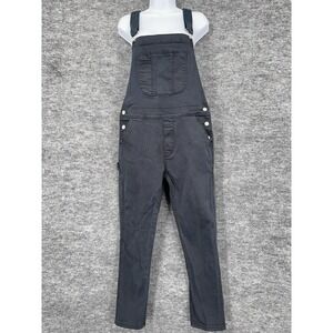 Assembly Label Overalls 10 US Medium Black Twill Adjustable Strap Pockets Casual